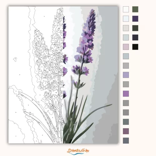 Letisztult levendulák - számfestő készlet - Számfestő.hu - 60×70cm - Keretre feszítve