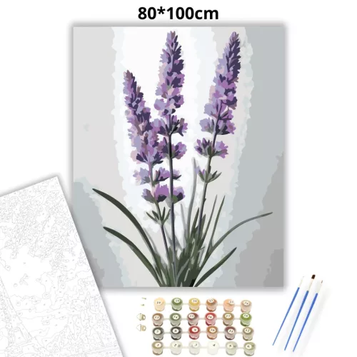 Letisztult levendulák - számfestő készlet - Számfestő.hu - 80×100cm - Keret nélkül