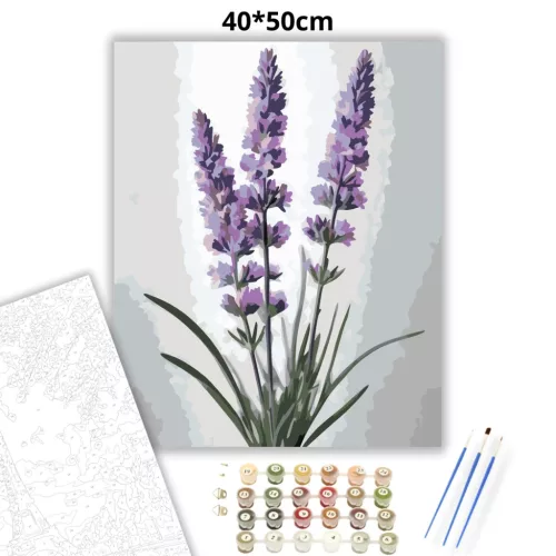 Letisztult levendulák - számfestő készlet - Számfestő.hu - 40×50cm - Keretre feszítve