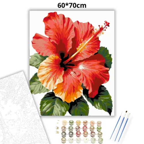 Trópusi hibiszkusz - számfestő készlet - Számfestő.hu - 60×70cm - Keret nélkül