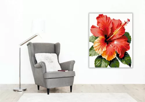 Trópusi hibiszkusz - számfestő készlet - Számfestő.hu - 60×70cm - Keretre feszítve
