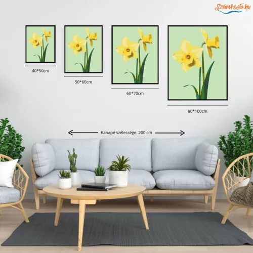 Tavaszi nárciszok - számfestő készlet - Számfestő.hu - 40×50cm - Keretre feszítve
