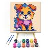 Csillogó szemű kutyus - gyerek számfestő készlet - Számfestő.hu - 30×30cm - Keretre feszítve