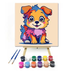 Csillogó szemű kutyus - gyerek számfestő készlet - Számfestő.hu - 20×20cm - Keret nélkül