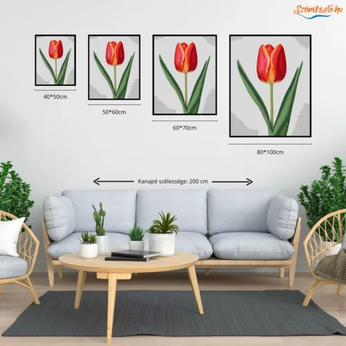 Letisztult tulipán - számfestő készlet - Számfestő.hu - 50×60cm - Keretre feszítve