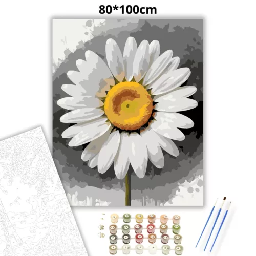 Friss margaréta - számfestő készlet - Számfestő.hu - 80×100cm - Keret nélkül