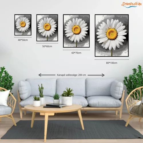 Friss margaréta - számfestő készlet - Számfestő.hu - 80×100cm - Keret nélkül