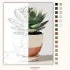 Pozsgás szobanövény - számfestő készlet - Számfestő.hu - 50×60cm - Keretre feszítve