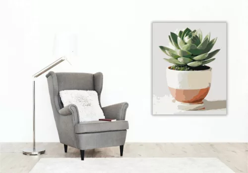 Pozsgás szobanövény - számfestő készlet - Számfestő.hu - 50×60cm - Keret nélkül