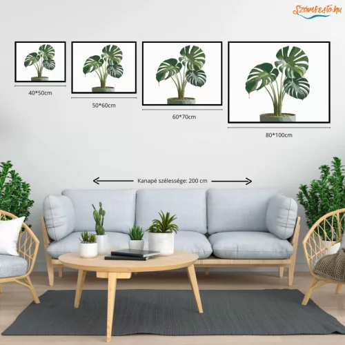 Könnyező pálma cserépben - számfestő készlet - Számfestő.hu - 50×60cm - Keretre feszítve