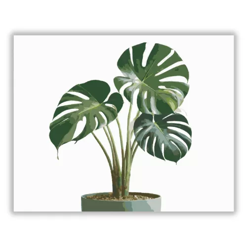 Könnyező pálma cserépben - számfestő készlet - Számfestő.hu - 80×100cm - Keret nélkül