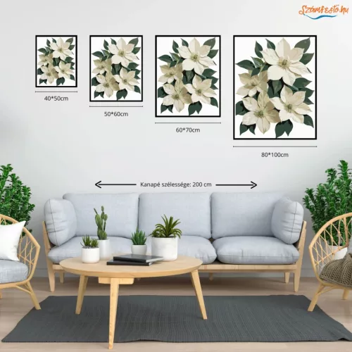 Klemátisz virágok - számfestő készlet - Számfestő.hu - 60×70cm - Keretre feszítve