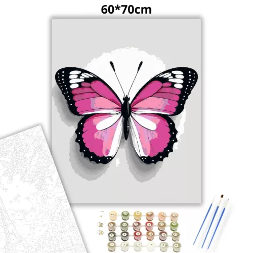 Rózsaszín pillangó - számfestő készlet - Számfestő.hu - 60×70cm - Keret nélkül