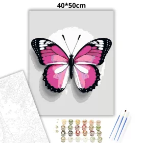 Rózsaszín pillangó - számfestő készlet - Számfestő.hu - 40×50cm - Keret nélkül