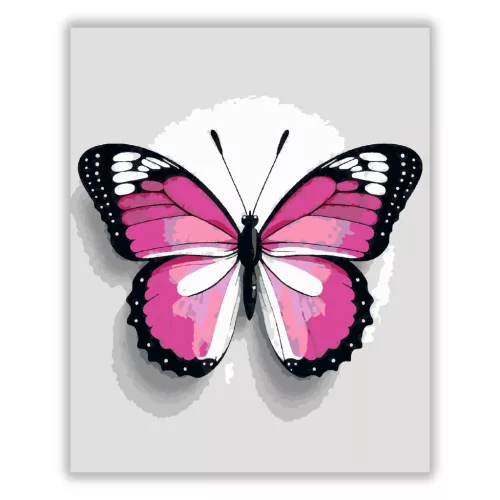 Rózsaszín pillangó - számfestő készlet - Számfestő.hu - 40×50cm - Keret nélkül