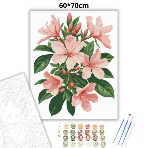 Azálea virágzás - számfestő készlet - Számfestő.hu - 60×70cm - Keret nélkül