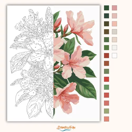 Azálea virágzás - számfestő készlet - Számfestő.hu - 60×70cm - Keretre feszítve