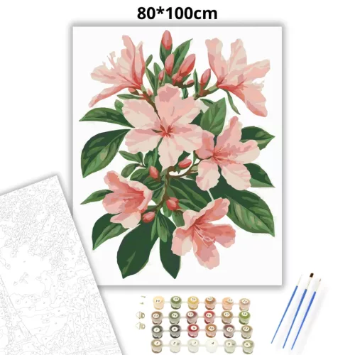 Azálea virágzás - számfestő készlet - Számfestő.hu - 80×100cm - Keret nélkül