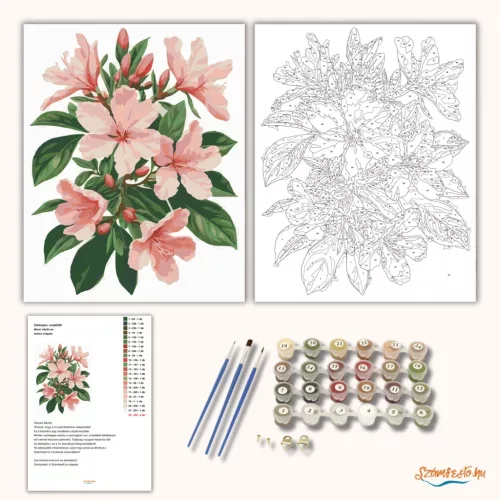 Azálea virágzás - számfestő készlet - Számfestő.hu - 80×100cm - Keret nélkül