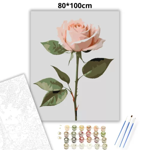 Bársonyos rózsaszál - számfestő készlet - Számfestő.hu - 80×100cm - Keret nélkül