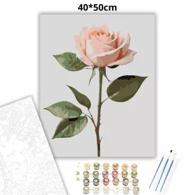Bársonyos rózsaszál - számfestő készlet - Számfestő.hu - 40×50cm - Keret nélkül