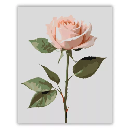 Bársonyos rózsaszál - számfestő készlet - Számfestő.hu - 40×50cm - Keretre feszítve