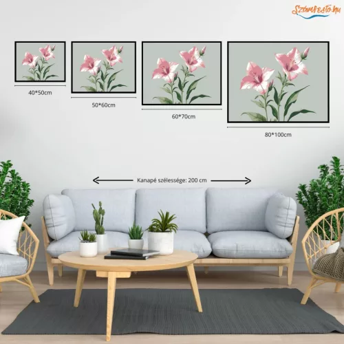 Baracklevelű harangvirágok - számfestő készlet - Számfestő.hu - 50×60cm - Keretre feszítve