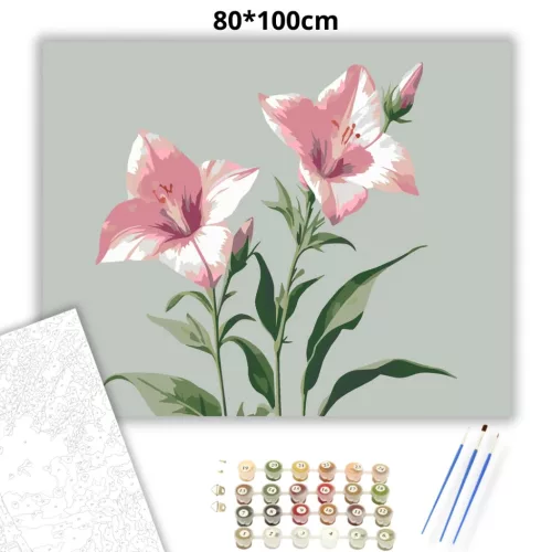 Baracklevelű harangvirágok - számfestő készlet - Számfestő.hu - 80×100cm - Keret nélkül