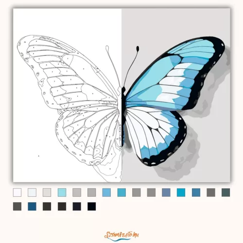 Kékes pillangó - számfestő készlet - Számfestő.hu - 60×70cm - Keret nélkül