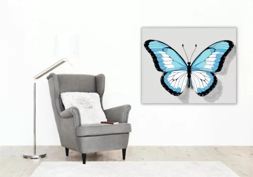 Kékes pillangó - számfestő készlet - Számfestő.hu - 60×70cm - Keretre feszítve