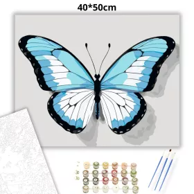 Kékes pillangó - számfestő készlet - Számfestő.hu - 40×50cm - Keret nélkül