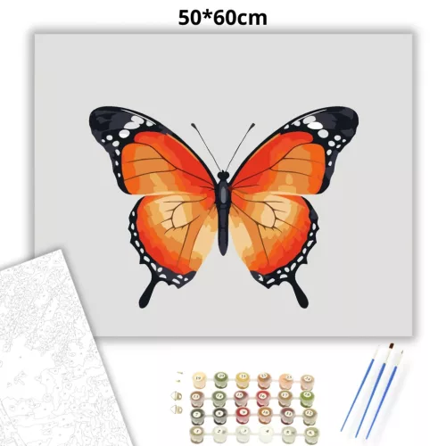 Letisztult pillangó - számfestő készlet - Számfestő.hu - 50×60cm - Keretre feszítve