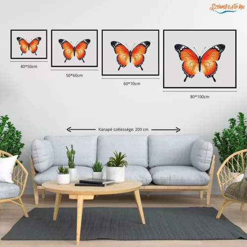 Letisztult pillangó - számfestő készlet - Számfestő.hu - 60×70cm - Keret nélkül