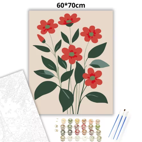 Letisztult pipacs szárak - számfestő készlet - Számfestő.hu - 60×70cm - Keret nélkül