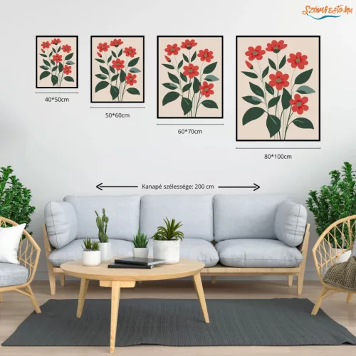 Letisztult pipacs szárak - számfestő készlet - Számfestő.hu - 60×70cm - Keretre feszítve