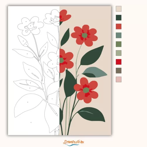 Letisztult pipacs szárak - számfestő készlet - Számfestő.hu - 40×50cm - Keret nélkül