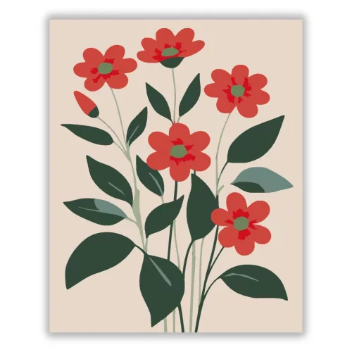 Letisztult pipacs szárak - számfestő készlet - Számfestő.hu - 40×50cm - Keret nélkül