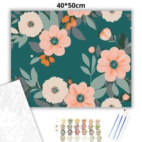Barackos árnyalatú virágok - számfestő készlet - Számfestő.hu - 40×50cm - Keret nélkül