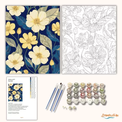 Vibráló virágok - számfestő készlet - Számfestő.hu - 60×70cm - Keretre feszítve