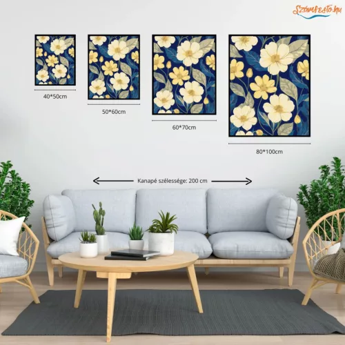 Vibráló virágok - számfestő készlet - Számfestő.hu - 60×70cm - Keret nélkül