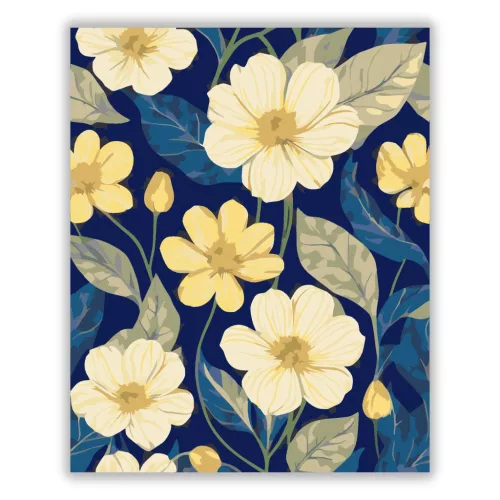 Vibráló virágok - számfestő készlet - Számfestő.hu - 60×70cm - Keretre feszítve