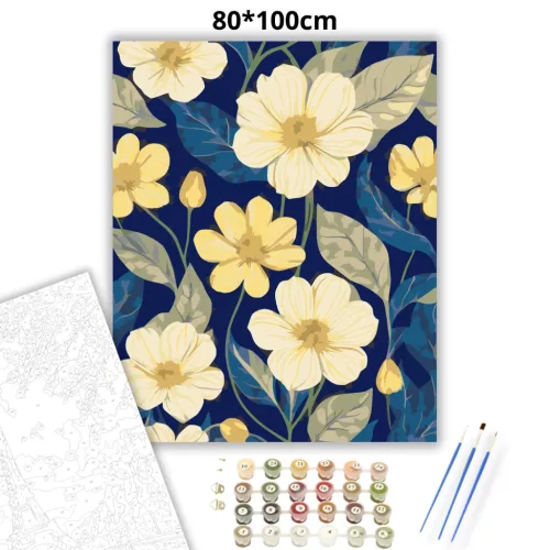 Vibráló virágok - számfestő készlet - Számfestő.hu - 80×100cm - Keretre feszítve