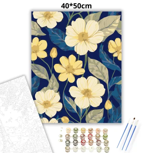Vibráló virágok - számfestő készlet - Számfestő.hu - 40×50cm - Keret nélkül