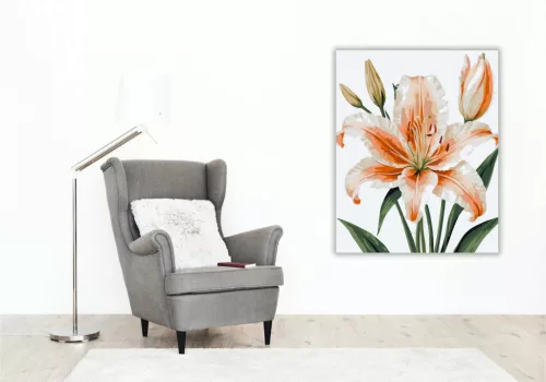 Elegáns barack liliom - számfestő készlet - Számfestő.hu - 40×50cm - Keret nélkül