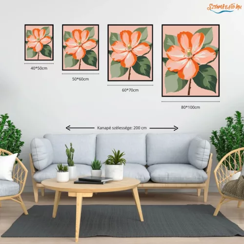 Légies barackvirág - számfestő készlet - Számfestő.hu - 60×70cm - Keret nélkül