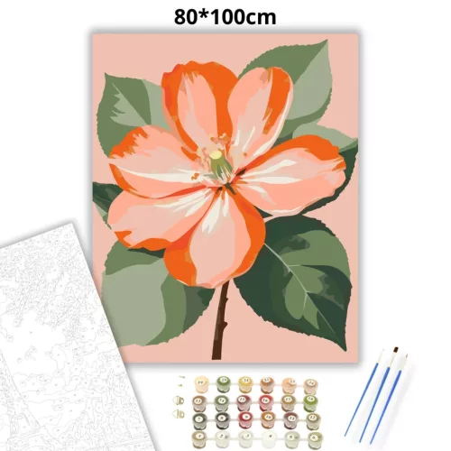 Légies barackvirág - számfestő készlet - Számfestő.hu - 80×100cm - Keret nélkül