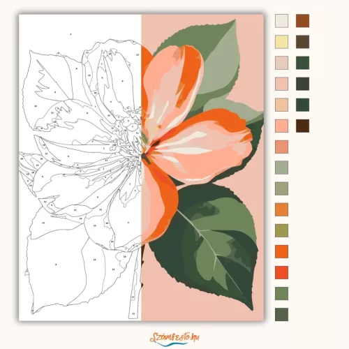 Légies barackvirág - számfestő készlet - Számfestő.hu - 80×100cm - Keretre feszítve