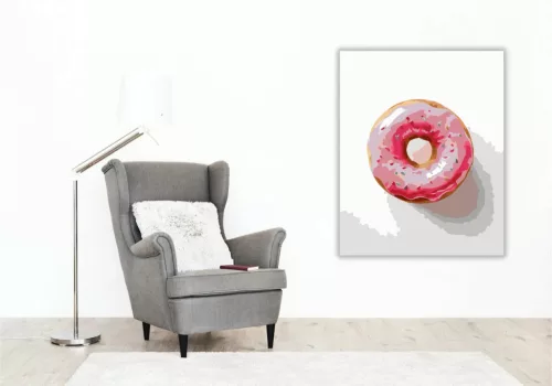 Rózsaszín mázas fánk - számfestő készlet - Számfestő.hu - 40×50cm - Keret nélkül