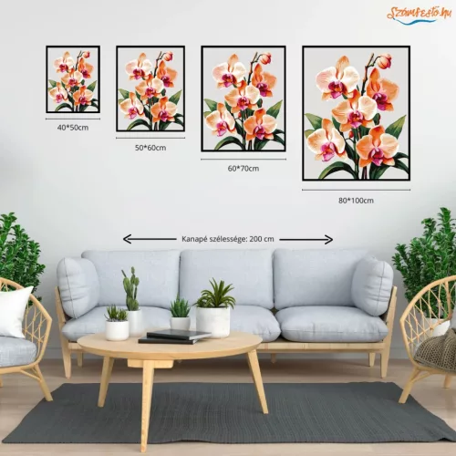 Letisztult orchidea virágzás - számfestő készlet - Számfestő.hu - 50×60cm - Keretre feszítve