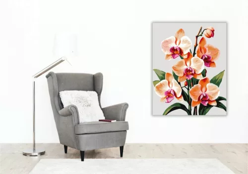 Letisztult orchidea virágzás - számfestő készlet - Számfestő.hu - 60×70cm - Keretre feszítve